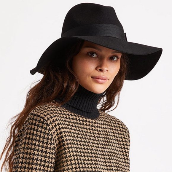 BRIXTON Piper Black Felted Wool Floppy Wide Brim Hat NWT - Picture 9 of 11